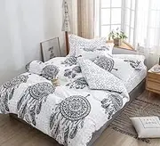 White Dreamcatcher Quilt Doona Duvet Cover Set Single Double Queen King Size Available to Choose King, 2 Pillow Cases