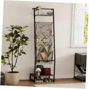 Blanket Ladder with Shelf, 6 Layer Wall-Leaning Blanket Rack,Farmhouse Ladder