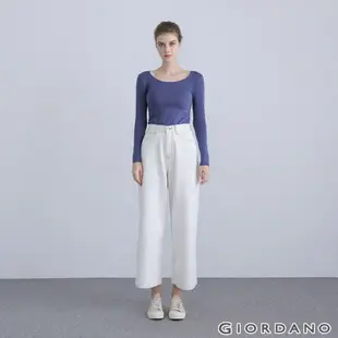 GIORDANO 女裝G-Warmer彈力圓領極暖衣 - 08 靛槐藍