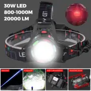 20000lm Super Bright LED Headlamp USB Rechargeable Headlight Flashlight Torch AU