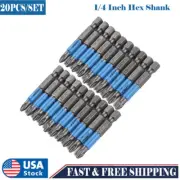 20X 1/4'' PH2 Cross Head Screwdriver Bit Anti-slip Magnetic Hex Shank Drill Bits