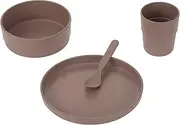 LÄSSIG Children's Crockery Set (Plates, Cups, Bowls, Spoons) Without Melamine, BPA-Free, for Dishwasher and Microwave/Dish Set Plain Choco