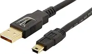 Amazon Basics USB-A to Mini USB 2.0 Fast Charging Cable, 480Mbps Transfer Speed with Gold-Plated Plugs, 0.9m, Black
