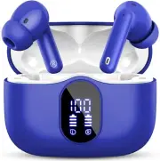 Wireless Earbuds, Bluetooth 5.3 Headphones Bass Stereo, Noise Cancellation, Blue