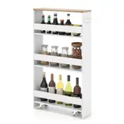 Giantex 4-Tier Wood Storage Cart Kitchen island on Wheels Bathroom Storage Organizer White