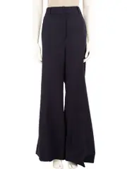 Navy Wide Leg Tailored Trousers