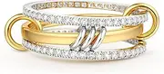 [Dochais] Gold Stackable Rings for Women Men Non Tarnish, 18k Gold Plated Cubic Zirconia Rings, Silver Gold Multi Ring Mixed Metals Stack Rings Set