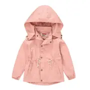 Nevenka Kid Boys Girls Windbreaker with Hood Lightweight Long Rain Jacket-Pink