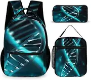 [WYUSPGK] Cute Backpacks Lunch Bag Combo Set, Science Gene Strand Print Small Backpack Lunch Bag Combo, 3-in-1 Backpack Combo Set, Science Gene Strand, One Size, Science Gene Strand, One Size