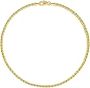 STREYANT 14K Gold Ankle Bracelet for Women Rope Chain Ankle Bracelet for Men 2 mm Thin Gold Anklets Jewelry for Women Men 9/10/11in