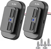 12v USB Outlet 2 Pieces 12 Volt USB Charger Multi Port with Dual Port 12V-24V Quick Car Charger for Cars Bus RV Boat Automotive Marine ATV Truck (Panel Mount - No Need to Drill Large Holes)
