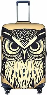 [Pvinnk] Cute Owl Print Protective Luggage Cover Elastic Washable Suitcase Protector Travel Gear Protector, White, Small