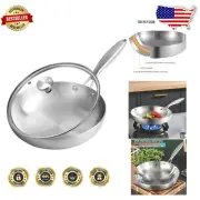 Versatile Dishwasher Safe Frying Pan - 8-Inch Stainless Steel Skillet with Lid