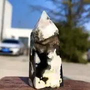 45G Natural Black Cherry Blossom Obelisk Quartz Crystal Tower Healing