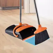 Standing Broom and Dustpan Set - Adjustable Long Handle, Upright Sweeping Brush