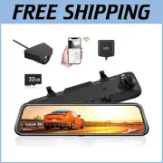 WiFi-Enabled 12'' 2.5K Mirror Dash Camera with Parking Monitor & Reverse Assist