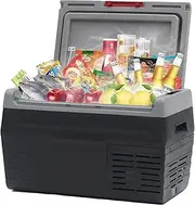Smad 20L Car Fridge Portable Mini Fridge with Recessed Handles, 12V/24V DC Refrigerator (-20℃~+20℃) Versatile Outdoor Companion for RV, Caravan, Camper Trailer, Boat