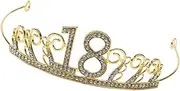 Generic Gorgeous Crystal Cake Toppers 18th Birthday Cake Decorations Gold Crown Cake Accessory Set Elegant Cake Tiers for Parties