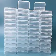 Wotermly 50 Pcs Small Containers Mini Rectangle Plastic Clear Beads Storage Containers Box with Hinged Lid for Storage of Tiny Items (Size B 50 Pcs)
