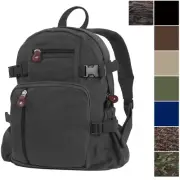 Mini Vintage Style Canvas Backpack, Compact Military Camo Rugged School Bag