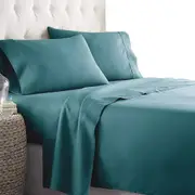 Hotel Soft Flat Fitted Sheet Set Single KS Double Queen King SK Biscay Blue