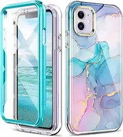 DT Compatible for iPhone 11 Case Built with Screen Protector, Lightweight and Stylish Full Body Shockproof Protective Rugged TPU Case for Apple iPhone 11 6.1inch (Marble)