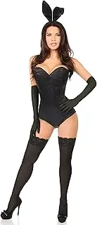 Daisy corsets Women's 4 Pc Sexy Bunny Corset Costume, Black