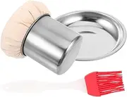 Cabilock 1Set Practical Oil Wiper Ergonomic Basting Brush with Tray for Cooking for Pancakes Bacon Eggs and Comfortable Oil Mop for Home Use
