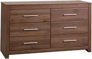 Priceworth Jason Dresser, Chest of Drawers for Bedroom and Home Storage and Organisation, MDF and Particle Board Frame, Metal Runners and Handles, Durable Construction, 75 H x 132 W x 45 D CM, Walnut