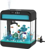 Fish Tank Aquarium 2.2 Gallon Glass Fish Tank Starter Kits with Led light