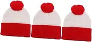 [Healvian] Red White Two Tone Knit Beanie Hat for Christmas Cap Fits Durable Lightweight Accessory for Boys