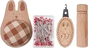 rockible Cute Pin Cushion with Pins Needlework Lightweight DIY Sewing Craft Needle Holder, Rabbit Shaped