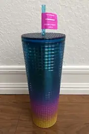 Starbucks 2023 Tim Singleton Tumbler Soft Pride Rainbow Ombre Grid Cup Venti