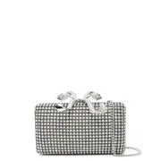 [Self-Portrait] Silver Crystal Box Clutch