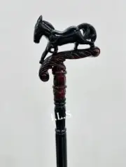 Black Wooden Walking Stick Horse Handle Cane 36" Long For Adult, Christmas Gift