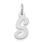 14k White Gold Small Script Letter S Initial Charm Bracelet Necklace