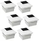 6 Packs Solar White Color Square PVC Post Fence Mount Cap Light FIT 4" x 4" POST