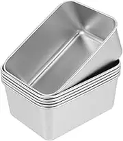 UTHCLO 6pcs Stainless Steel Flat Chassis Cake Pan Square Cupcake Pans Madeline Plate Stainless Steel Silver