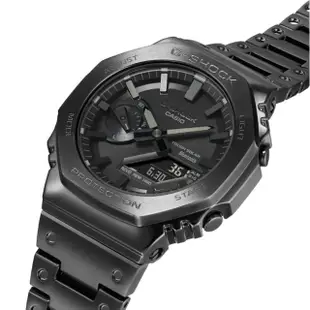 【CASIO 卡西歐】G-SHOCK 金屬農家橡樹太陽能智慧藍芽奢華全金屬八角形雙顯錶-黑 GM-B2100BD-1A