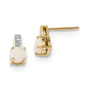 14k Yellow Gold w/ Real Diamond u0026 Opal Post Earrings