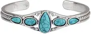 [YHDCL] Creative Bracelet Bracelet Fashion Elastic Mens Blue Turquoise Stone Bracelets Bohemia Oval Beads Open Cuff Bangles Bracelets Jewelry for Women Men Clothing Accessories ( Color : Blue , Size : As