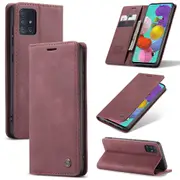 CaseMe Samsung Galaxy A51 Classic Leather Folio Case Cover Skin A515 [Wine]