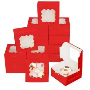 60pcs Red Cookie Boxes 6x6x3 inches Easy Assemble Macaroon Pastry Boxes Baker...