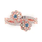 0.5 ct Round Cut Moissanite Gemstone Halo Solitaire with Accents Ring Rose Gold