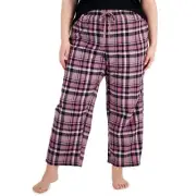 Jenni Plus Size Printed Wide-Leg Pajama Pants Pink Black Plaid NWT Size 3X
