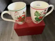 Lenox Holiday Mugs “Naughty And Nice” Mugs (2) 14 Oz Each In Box New Never Used