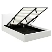 Monica Gas Lift PU Leather Double Bed Frame with Storage White