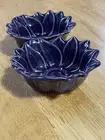2 Appolia French Porcelain Purple Sunflower Serve Ware~Bake Ware Ramekin Bowls
