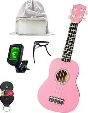 FANGXIN 23 Inch Ukulele for Beginner Composite Material Concert Ukulele with Mouthwash Bag Capo Tuner 5 Picks (Pink)