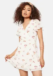 Touch The Sunlight Floral Wrap Mini Dress
